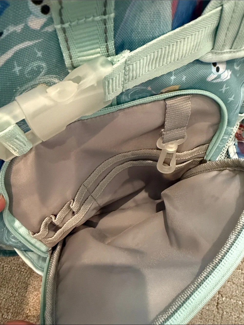 Pottery Barn Kids Mackenzie Aqua Disney Frozen backpack, size small - Picture 3 of 8